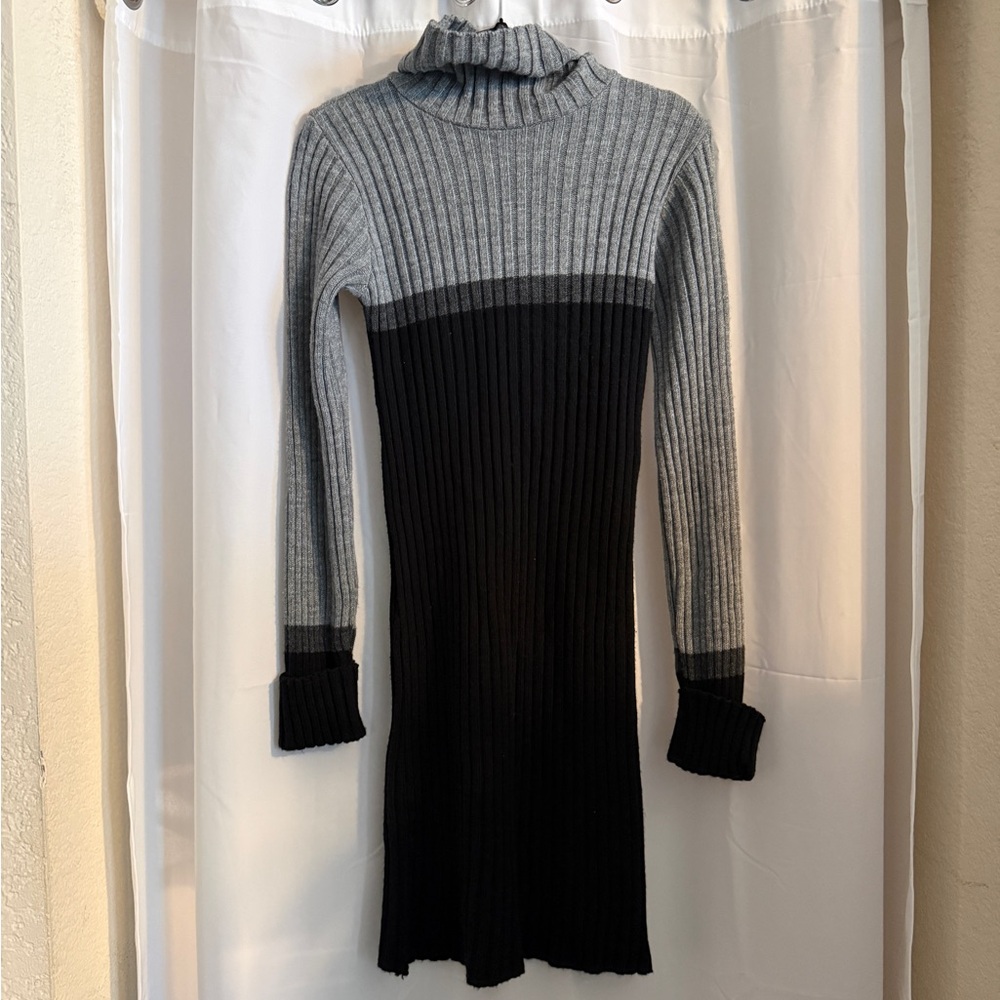Vintage 2001 G.A.S. Ribbed Turtleneck Sweater Dress Made in USA Y2K Small